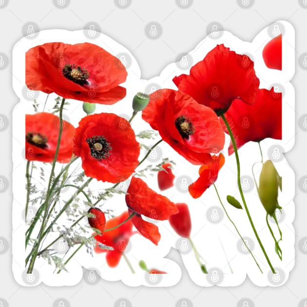 Red Poppy Pops Sticker by PhotoArtLJR
